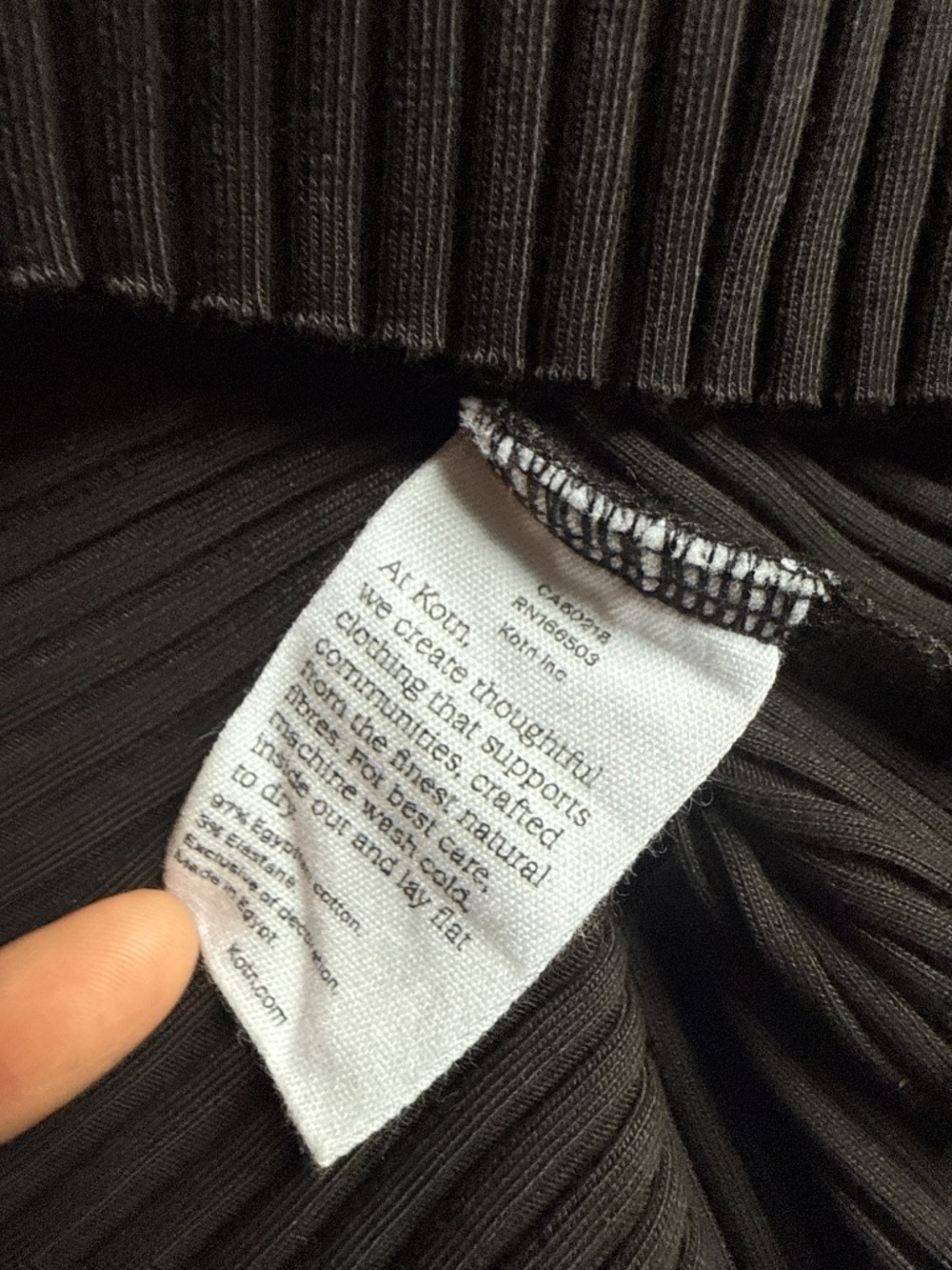 KOTN Ribbed Long Sleeve Black Shirt Size XS - Picture 3 of 7